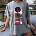 Woman And Books Stack Afro Girl Reading Lover Women's Comfort Colors T-Shirt Gray