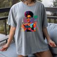 Woman Reading Book Lover Geometric Girl Afro History Women's Comfort Colors T-Shirt Gray