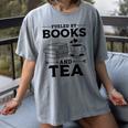 Women's Fueled By Books And Tea Book Lover Bookworm Reading Books Women's Comfort Colors T-Shirt Gray