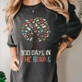 100 Days In The Books Tree Reading Teacher Student 100th Day Women's Comfort Colors T-Shirt Pepper
