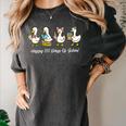 100 Days Of School Cute Goose Coffee Books Teacher Life Women's Comfort Colors T-Shirt Pepper