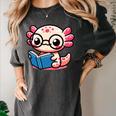 Adorable Book Lover Axolotl With Reading Glasses Cute Women's Comfort Colors T-Shirt Pepper Adorable Book Lover Axolotl With Reading Glasses Cute Women's Comfort Colors T-Shirt Pepper