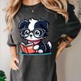 Adorable Book Lover Border Collie With Reading Glasses Cute Raglan Baseball Tee Women's Comfort Colors T-Shirt Pepper