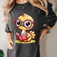 Adorable Book Lover Ostrich With Reading Glasses Cute Women's Comfort Colors T-Shirt Pepper
