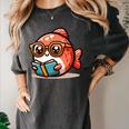 Adorable Book Lover Salmon With Reading Glasses Cute Women's Comfort Colors T-Shirt Pepper