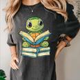 Adorable Turtle Reading Books Women's Comfort Colors T-Shirt Pepper