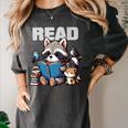 Animals Raccoon Reading Book Librarian Across America Kids Women's Comfort Colors T-Shirt Pepper