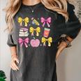 Apple Coquette Bow Books First Day Of School Back To School Women's Comfort Colors T-Shirt Pepper Apple Coquette Bow Books First Day Of School Back To School Women's Comfort Colors T-Shirt Pepper