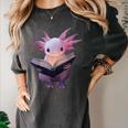 Axolotl Bookworm Reading Book Kawaii Graphic Women's Comfort Colors T-Shirt Pepper Axolotl Bookworm Reading Book Kawaii Graphic Women's Comfort Colors T-Shirt Pepper