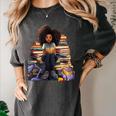 Back To School Afro Melanin Girl Reading Book Bookworm Women's Comfort Colors T-Shirt Pepper