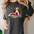 Basset Hound Books Dog Breed Graphic Women's Comfort Colors T-Shirt Pepper