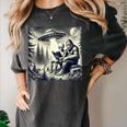 Bigfoot With Alien Reading A Book Bigfoot And UFO Women's Comfort Colors T-Shirt Pepper