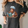 Bigfoot Reading a Cookbook Women's Comfort Colors T-Shirt Pepper Bigfoot Reading a Cookbook Women's Comfort Colors T-Shirt Pepper