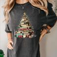 Book Christmas Tree Books Lovers Xmas Teacher Men Women Kids Women's Comfort Colors T-Shirt Pepper