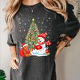 Book Christmas Tree Bookworm Gingerbread Man Snowman Reading Women's Comfort Colors T-Shirt Pepper