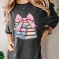 Book Lover Coquette Bow Pink Dainty Ribbon Cute Bookworm Women's Comfort Colors T-Shirt Pepper