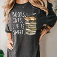 Book Lovers Books Cats Life Is Sweet Cat Lover Women's Comfort Colors T-Shirt Pepper Book Lovers Books Cats Life Is Sweet Cat Lover Women's Comfort Colors T-Shirt Pepper