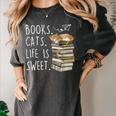 Book Lovers Books Cats Life Is Sweet Cat Lovers Women's Comfort Colors T-Shirt Pepper Book Lovers Books Cats Life Is Sweet Cat Lovers Women's Comfort Colors T-Shirt Pepper