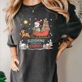 Book Lovers Winter Sleighing Through Stories Tee Premium Tri-Blend Women's Comfort Colors T-Shirt Pepper
