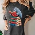 Book Reading Book Reader Manatees Sea Animal Sea Cow Manatee Women's Comfort Colors T-Shirt Pepper