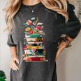 Book Stack With Flowers Reading Lover Bookish Women's Comfort Colors T-Shirt Pepper