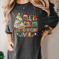 Book Tree All Is Calm Said No Teacher Ever Christmas Women's Comfort Colors T-Shirt Pepper