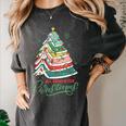 All Booked For Christmas Book Xmas Tree Lights Reading Girly Women's Comfort Colors T-Shirt Pepper