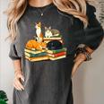 Bookish Cat Lover Cute Reading Squad Books & Kittens Love Women's Comfort Colors T-Shirt Pepper