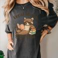 Bookish Feral Moms Book Club Raccoon Mother's Day Bookworm Women's Comfort Colors T-Shirt Pepper