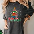 Books Make You Bright Christmas Librarian Book Lover Women's Comfort Colors T-Shirt Pepper