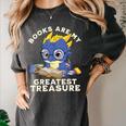 Books Are My Greatest Treasure Kawaii Dragon Reading Books Women's Comfort Colors T-Shirt Pepper