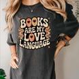 Books Are My Love Language Retro Groovy 70s Book Lover Women's Comfort Colors T-Shirt Pepper