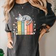 Books Lover Cute Sleepy Cat Relax Reading Vibe Women's Comfort Colors T-Shirt Pepper