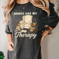 Books Are My Therapy Cozy Reading Chair Artwork Women's Comfort Colors T-Shirt Pepper