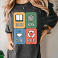 Books Yarn Coffee Repeat Crocheting Women's Comfort Colors T-Shirt Pepper Books Yarn Coffee Repeat Crocheting Women's Comfort Colors T-Shirt Pepper