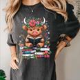 Bookworm Cute Baby Highland Cow Reading Book Women's Comfort Colors T-Shirt Pepper Bookworm Cute Baby Highland Cow Reading Book Women's Comfort Colors T-Shirt Pepper