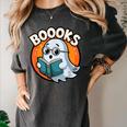 BOOOKS Cute Ghost Reading Books Halloween Women's Comfort Colors T-Shirt Pepper BOOOKS Cute Ghost Reading Books Halloween Women's Comfort Colors T-Shirt Pepper
