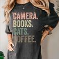 Camera Books Cats And Coffee Lover Photography Men Women Women's Comfort Colors T-Shirt Pepper Camera Books Cats And Coffee Lover Photography Men Women Women's Comfort Colors T-Shirt Pepper