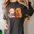 Capybara Axolotl Kawaii Kids Anime Book Lover Reading Women's Comfort Colors T-Shirt Pepper