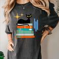 Cat And Books Retro Midcentury Mid Century Aesthetic Women's Comfort Colors T-Shirt Pepper Cat And Books Retro Midcentury Mid Century Aesthetic Women's Comfort Colors T-Shirt Pepper