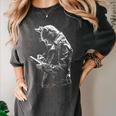 Cat Holds Book Writing Animal Print Motif Drawing Art Cat Women's Comfort Colors T-Shirt Pepper