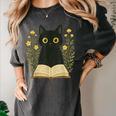 Cat Reading Book Flowers Women's Comfort Colors T-Shirt Pepper