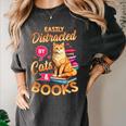 Cat Shirts For Women Book Lover Shirt Cats And Books Women's Comfort Colors T-Shirt Pepper