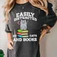 Cats And Books Read Reading Librarian Book Across America Women's Comfort Colors T-Shirt Pepper