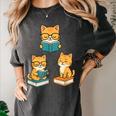 Cats Reading Book Lover Reading Bookworm Reader Women's Comfort Colors T-Shirt Pepper