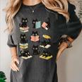 Cats Reading Books Cat Lover Women's Comfort Colors T-Shirt Pepper