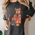 Cats Reading Books Librarian Library Readers Women's Comfort Colors T-Shirt Pepper