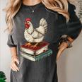Chicken Books Back To School First Day Of School Boys Girls Women's Comfort Colors T-Shirt Pepper