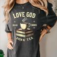 Christian Bookworm Love God Read Books Drink Tea Women's Comfort Colors T-Shirt Pepper