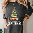 Christmas Book Tree All Booked For Xmas Women's Comfort Colors T-Shirt Pepper
